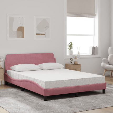 seng med madras Dover 140x190 cm velour lyserød