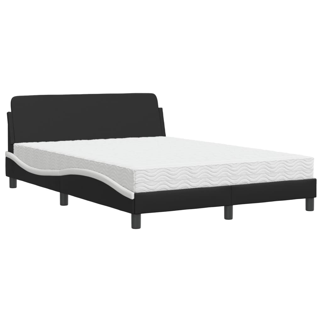 seng med madras Dover 140x190 cm kunstlæder sort og hvid