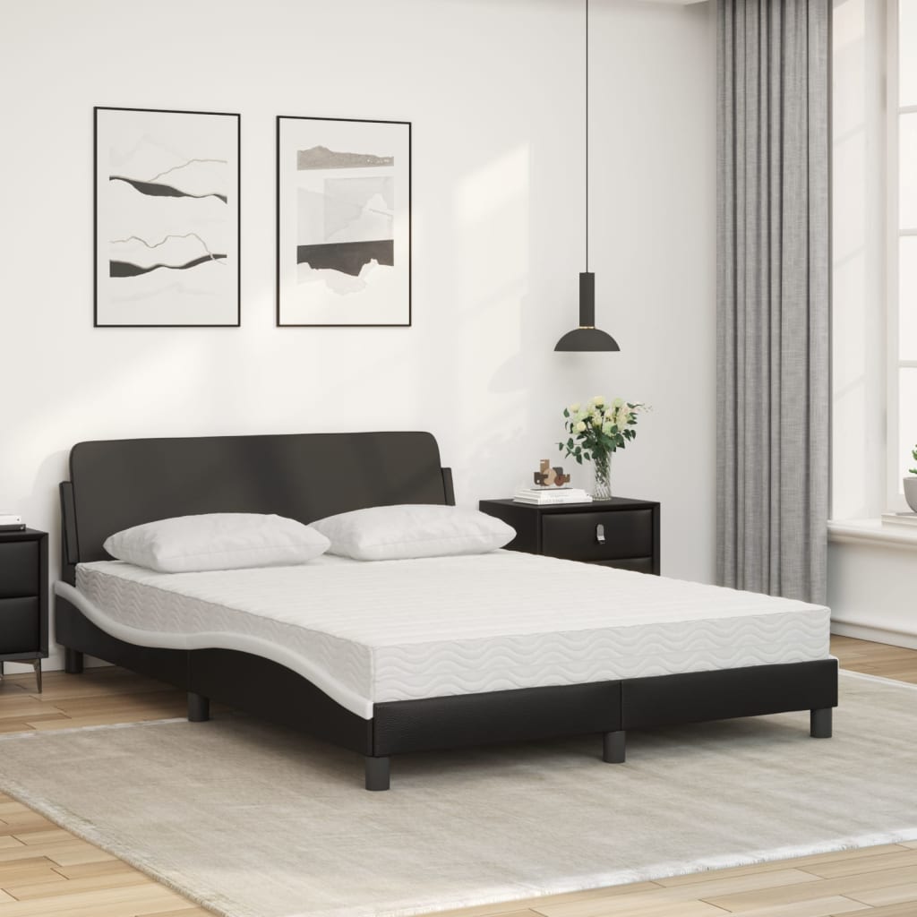 seng med madras Dover 140x190 cm kunstlæder sort og hvid