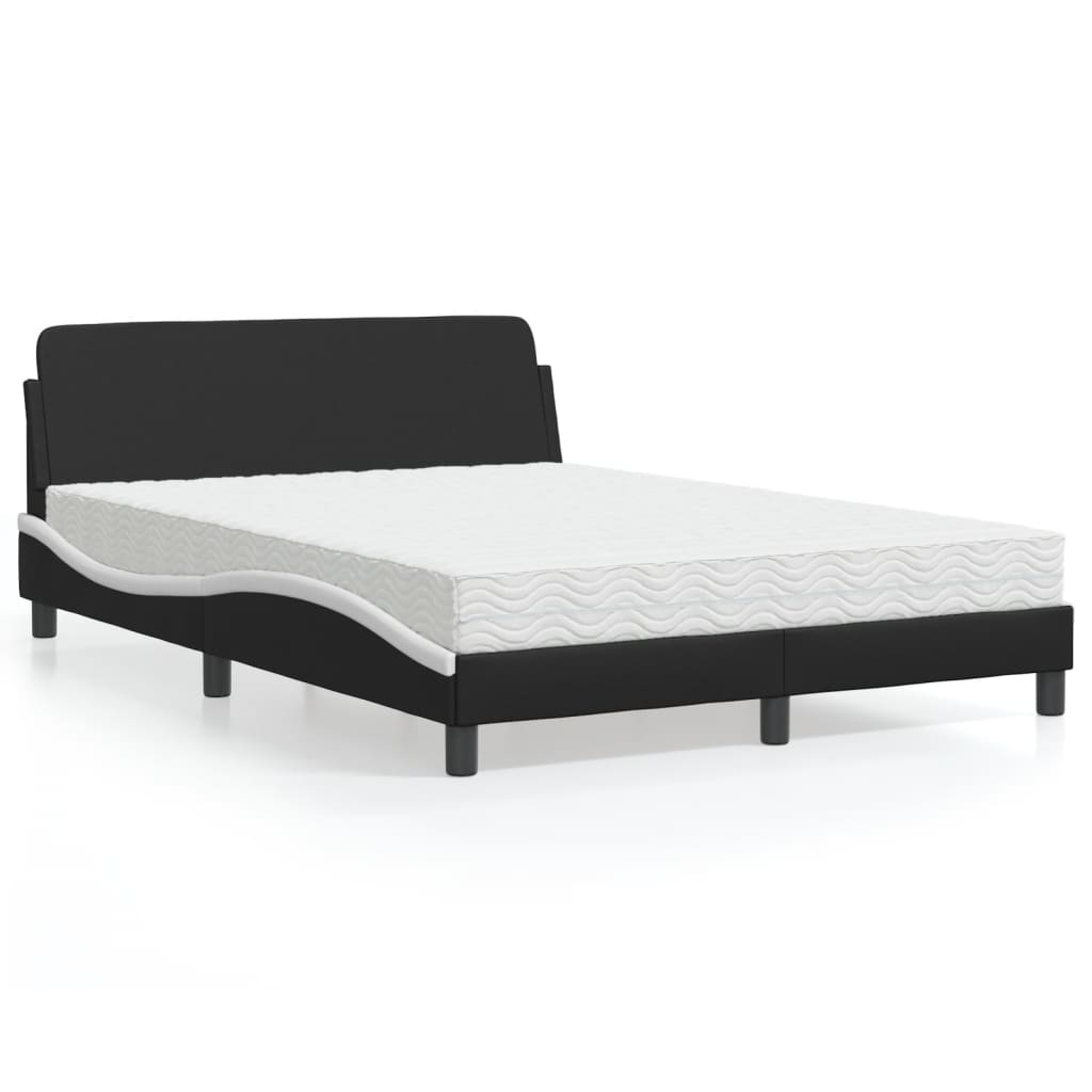 seng med madras Dover 140x190 cm kunstlæder sort og hvid