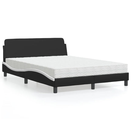 seng med madras Dover 140x190 cm kunstlæder sort og hvid