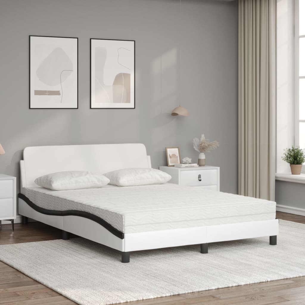seng med madras Dover 140x200 cm kunstlæder hvid og sort