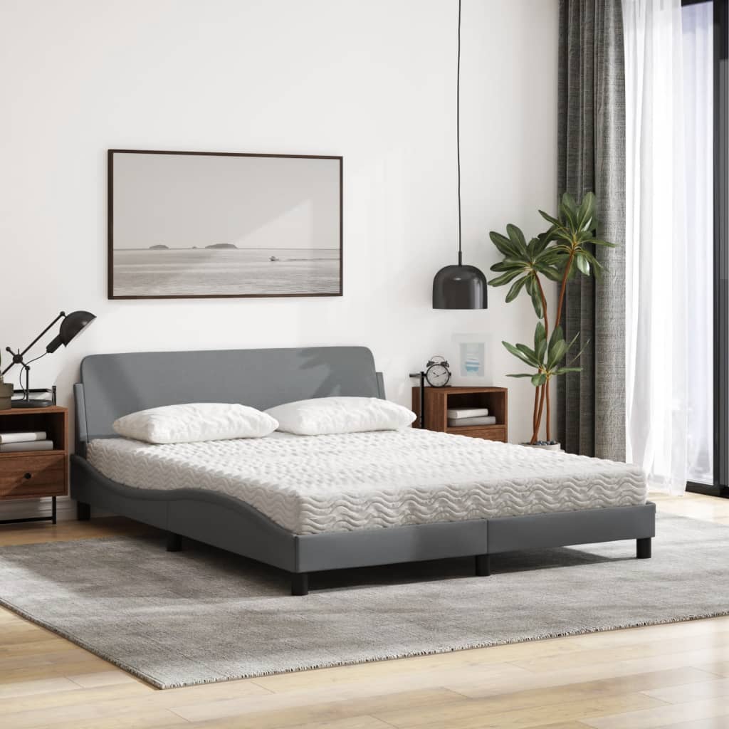 seng med madras Dover 160x200 cm stof lysegrå
