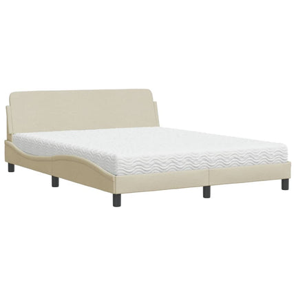 seng med madras Dover 160x200 cm stof cremefarvet