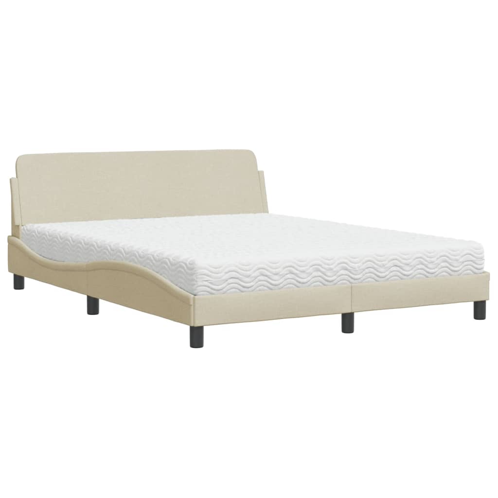 seng med madras Dover 160x200 cm stof cremefarvet