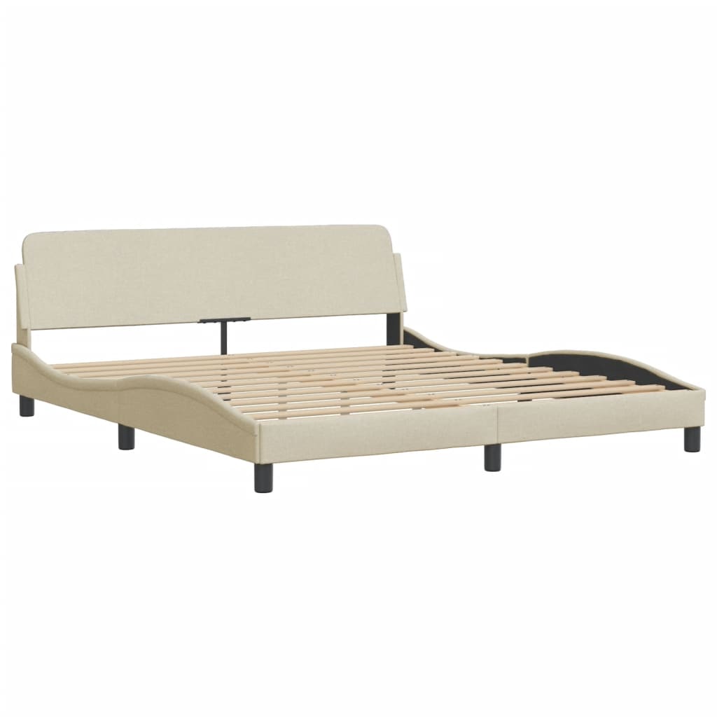 seng med madras Dover 160x200 cm stof cremefarvet
