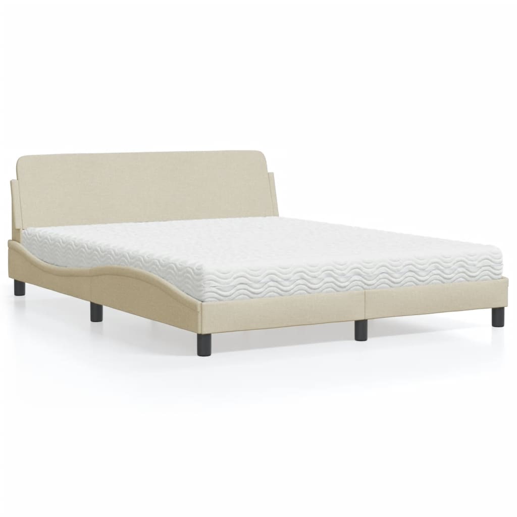seng med madras Dover 160x200 cm stof cremefarvet