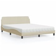 seng med madras Dover 160x200 cm stof cremefarvet