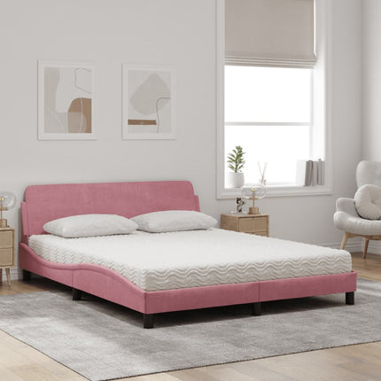 seng med madras Dover 160x200 cm velour lyserød
