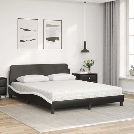 seng med madras Dover 160x200 cm kunstlæder sort og hvid
