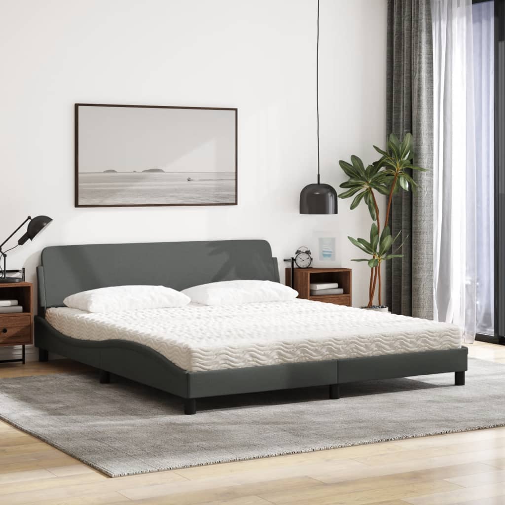 seng med madras Dover 180x200 cm stof mørkegrå