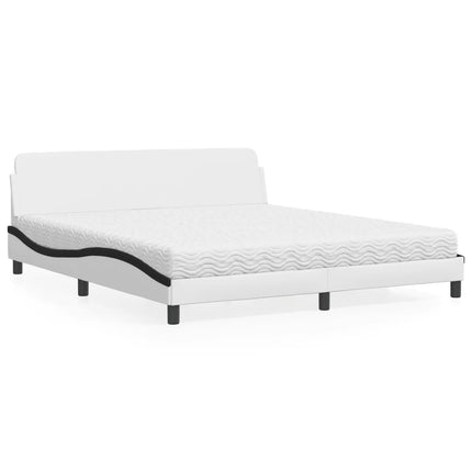 seng med madras Dover 180x200 cm kunstlæder hvid og sort