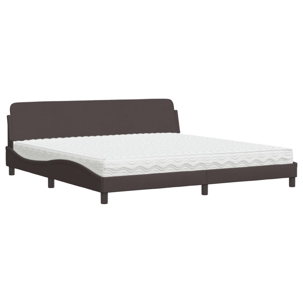 seng med madras Dover 200x200 cm stof mørkebrun