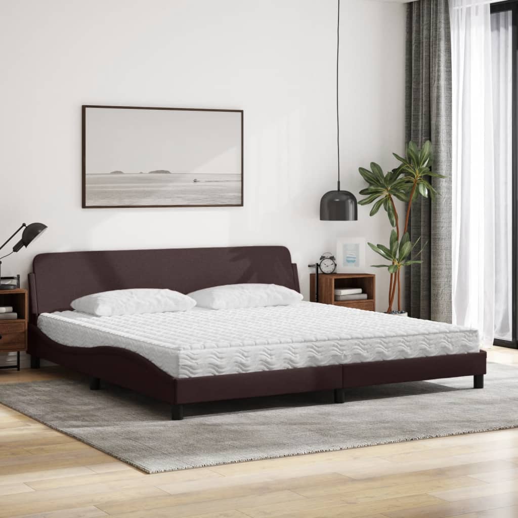 seng med madras Dover 200x200 cm stof mørkebrun