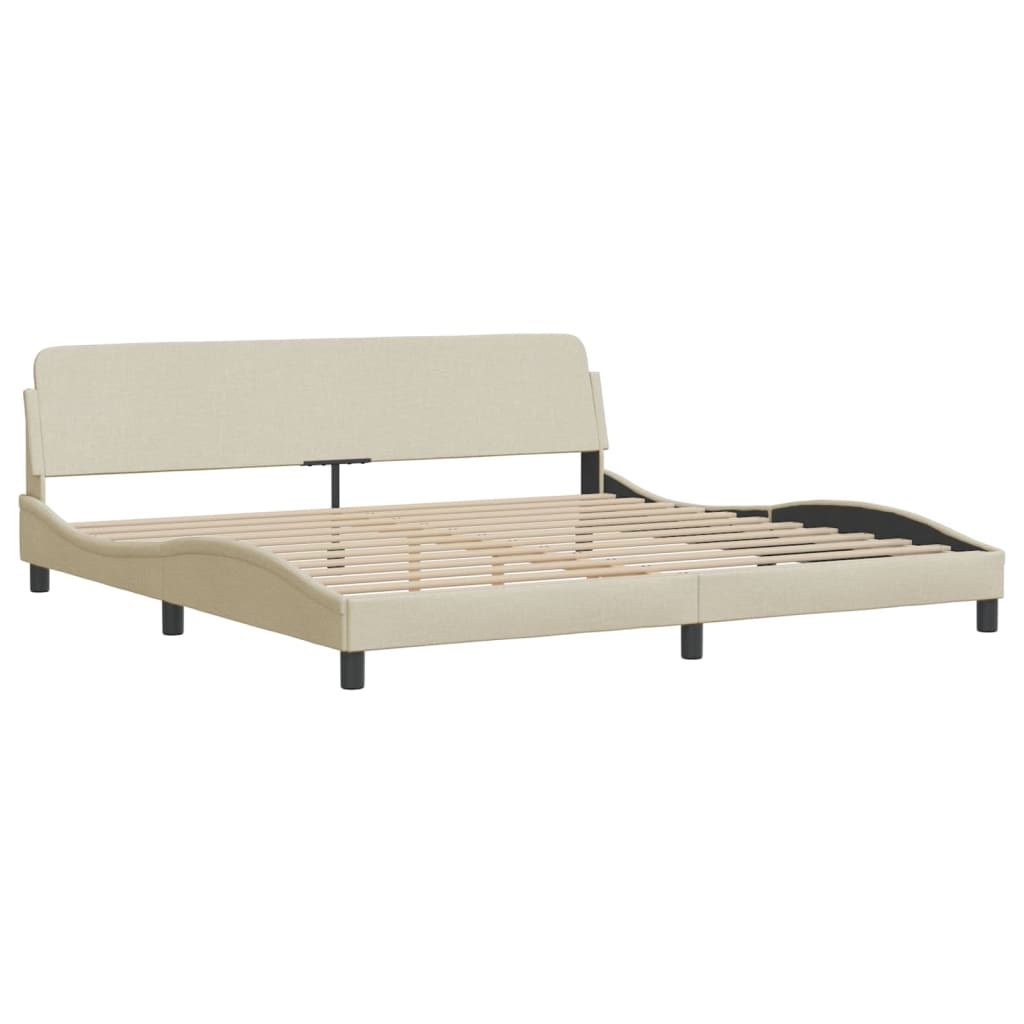 seng med madras Dover 200x200 cm stof cremefarvet