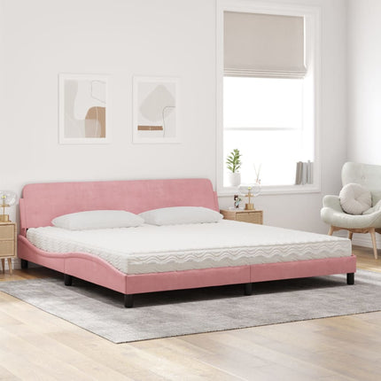 seng med madras Dover 200x200 cm velour lyserød