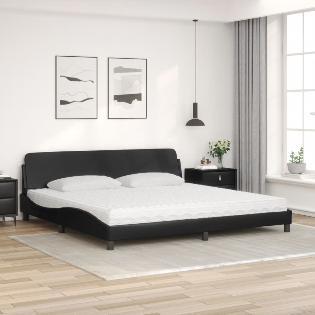 seng med madras Dover 200x200 cm kunstlæder sort