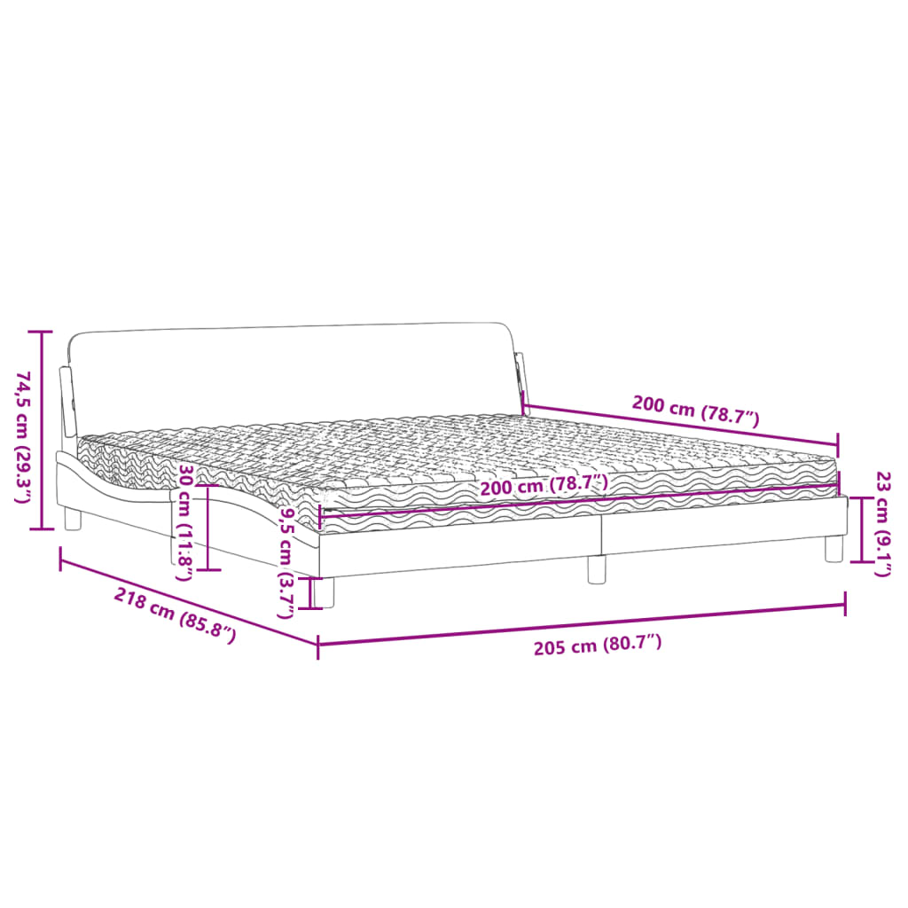 seng med madras Dover 200x200 cm kunstlæder brun