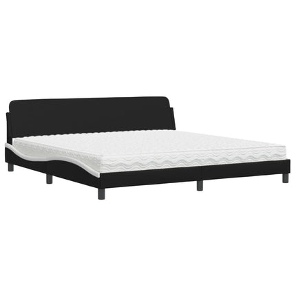 seng med madras Dover 200x200 cm kunstlæder sort og hvid