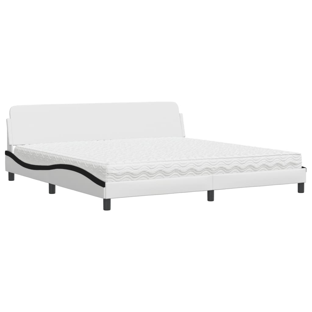 seng med madras Dover 200x200 cm kunstlæder hvid og sort