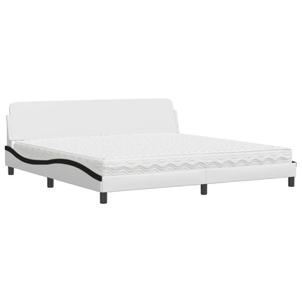 seng med madras Dover 200x200 cm kunstlæder hvid og sort