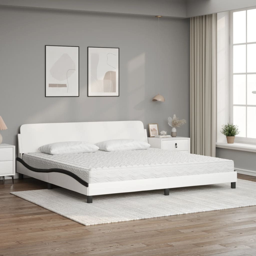 seng med madras Dover 200x200 cm kunstlæder hvid og sort