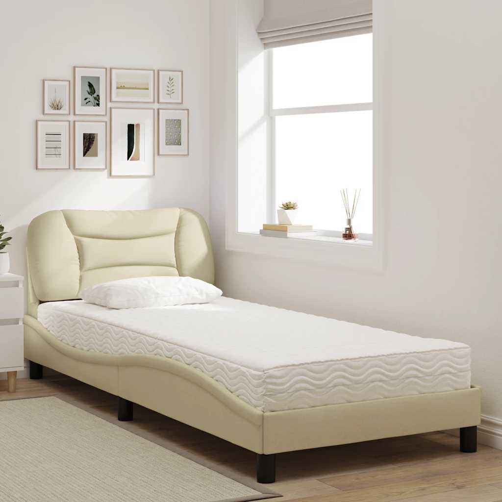 seng med madras Hvar 80x200 cm stof cremefarvet