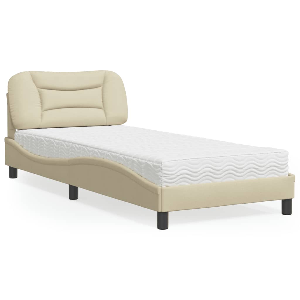 seng med madras Hvar 80x200 cm stof cremefarvet