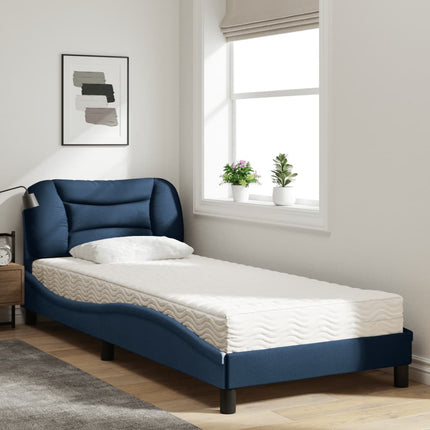 seng med madras Hvar 90x190 cm stof blå