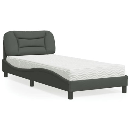 seng med madras Hvar 90x200 cm stof mørkegrå