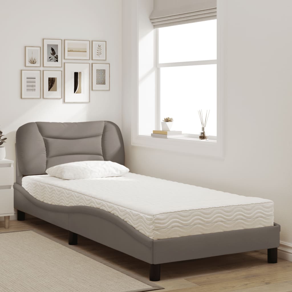 seng med madras Hvar 90x200 cm stof gråbrun
