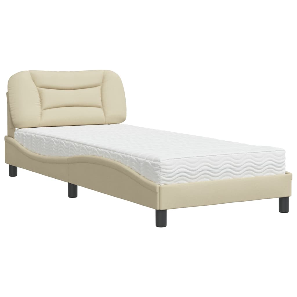 seng med madras Hvar 90x200 cm stof cremefarvet