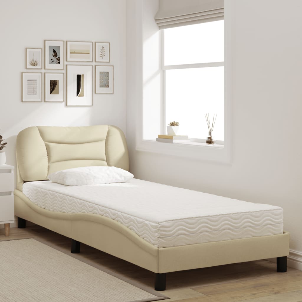 seng med madras Hvar 90x200 cm stof cremefarvet