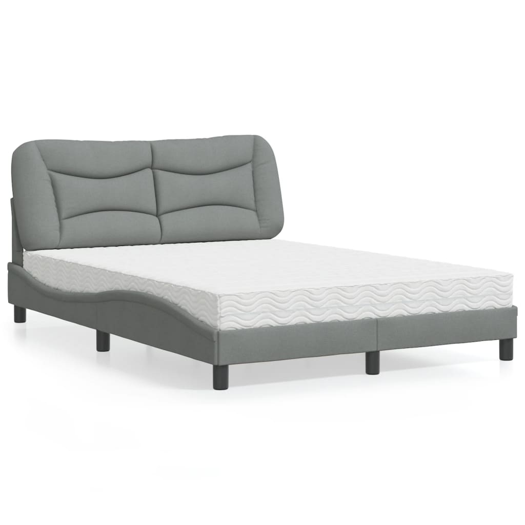 seng med madras Hvar 140x190 cm stof lysegrå