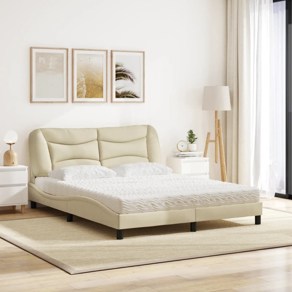 seng med madras Hvar 160x200 cm stof cremefarvet