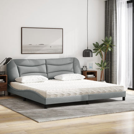 seng med madras Hvar 200x200 cm stof lysegrå