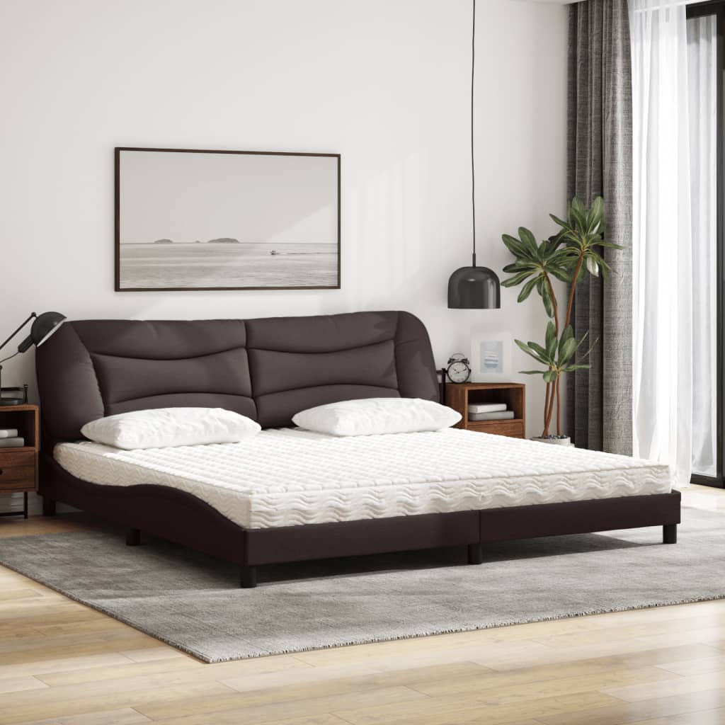 seng med madras Hvar 200x200 cm stof mørkebrun
