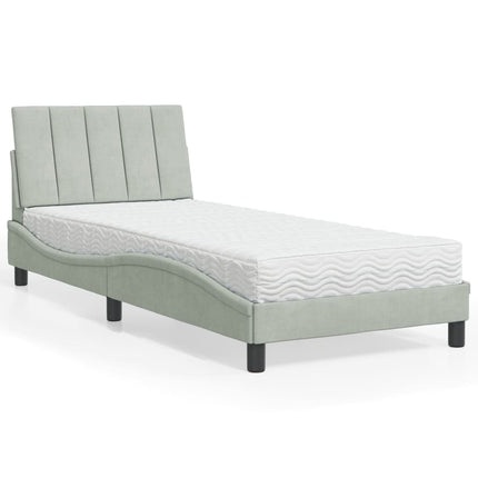 seng med madras Hanko 80x200 cm velour lysegrå