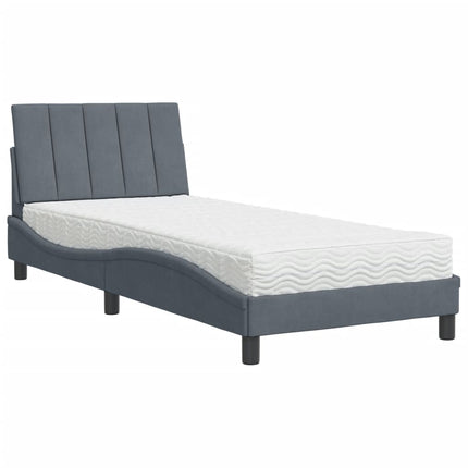 seng med madras Hanko 80x200 cm velour mørkegrå