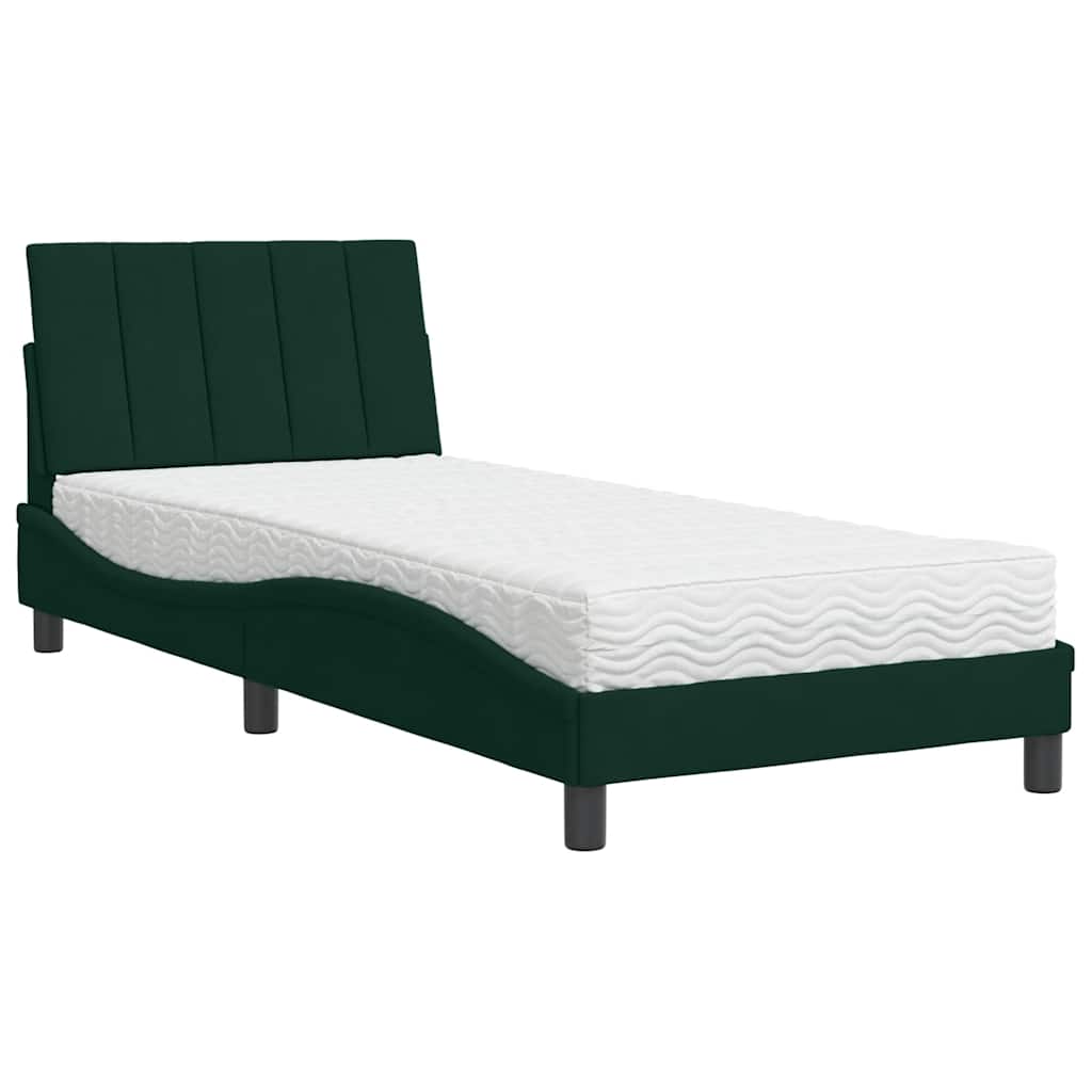 seng med madras Hanko 90x190 cm velour mørkegrøn