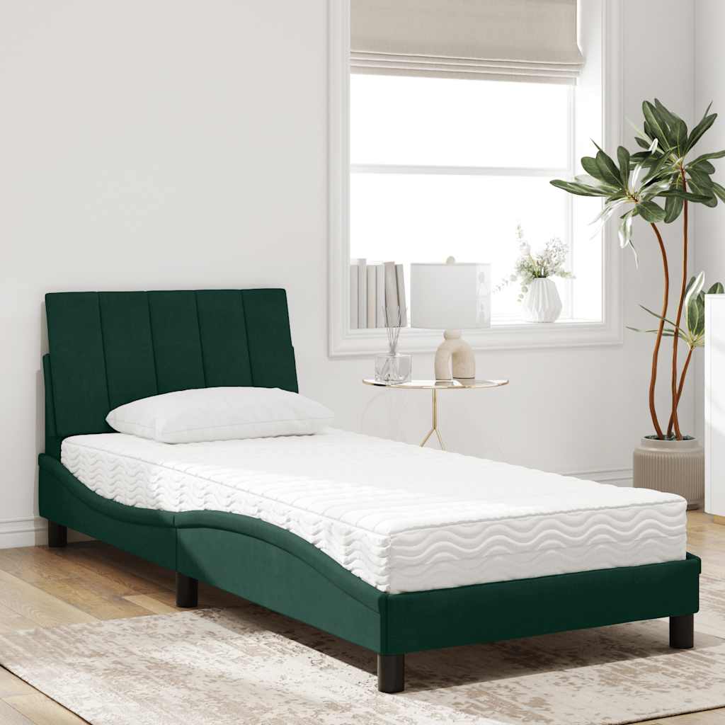 seng med madras Hanko 90x190 cm velour mørkegrøn