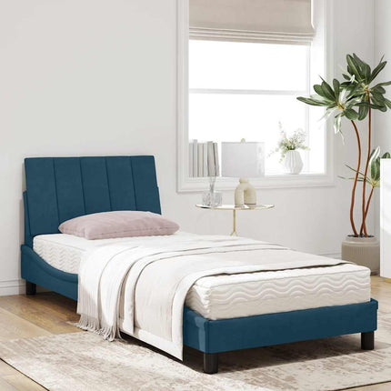 seng med madras Hanko 90x200 cm velour blå