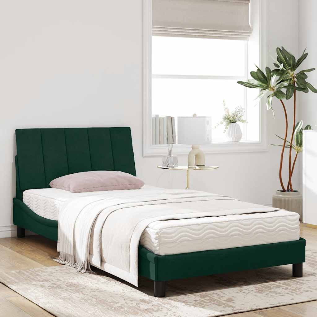seng med madras Hanko 100x200 cm velour mørkegrøn