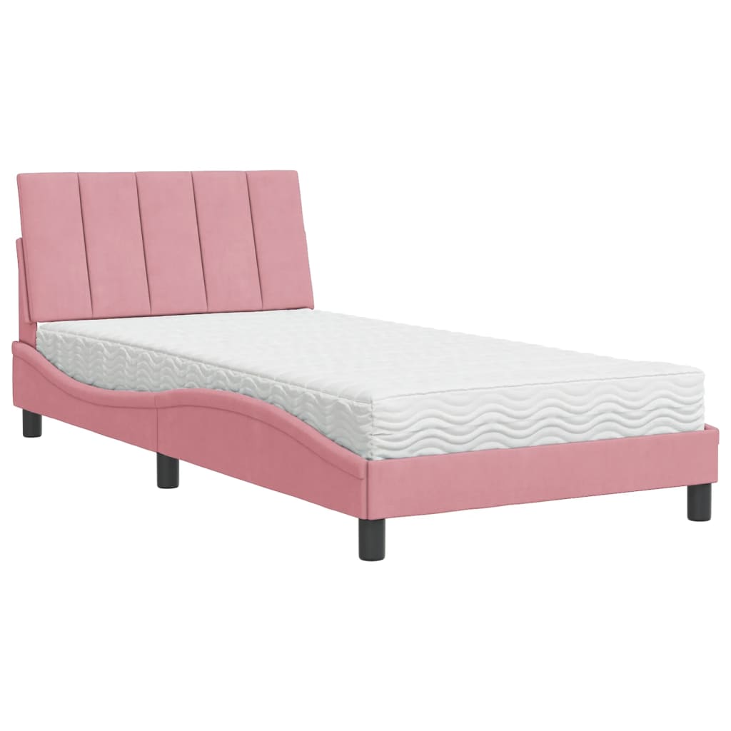 seng med madras Hanko 100x200 cm velour lyserød