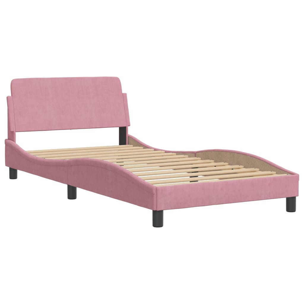 seng med madras Hanko 100x200 cm velour lyserød