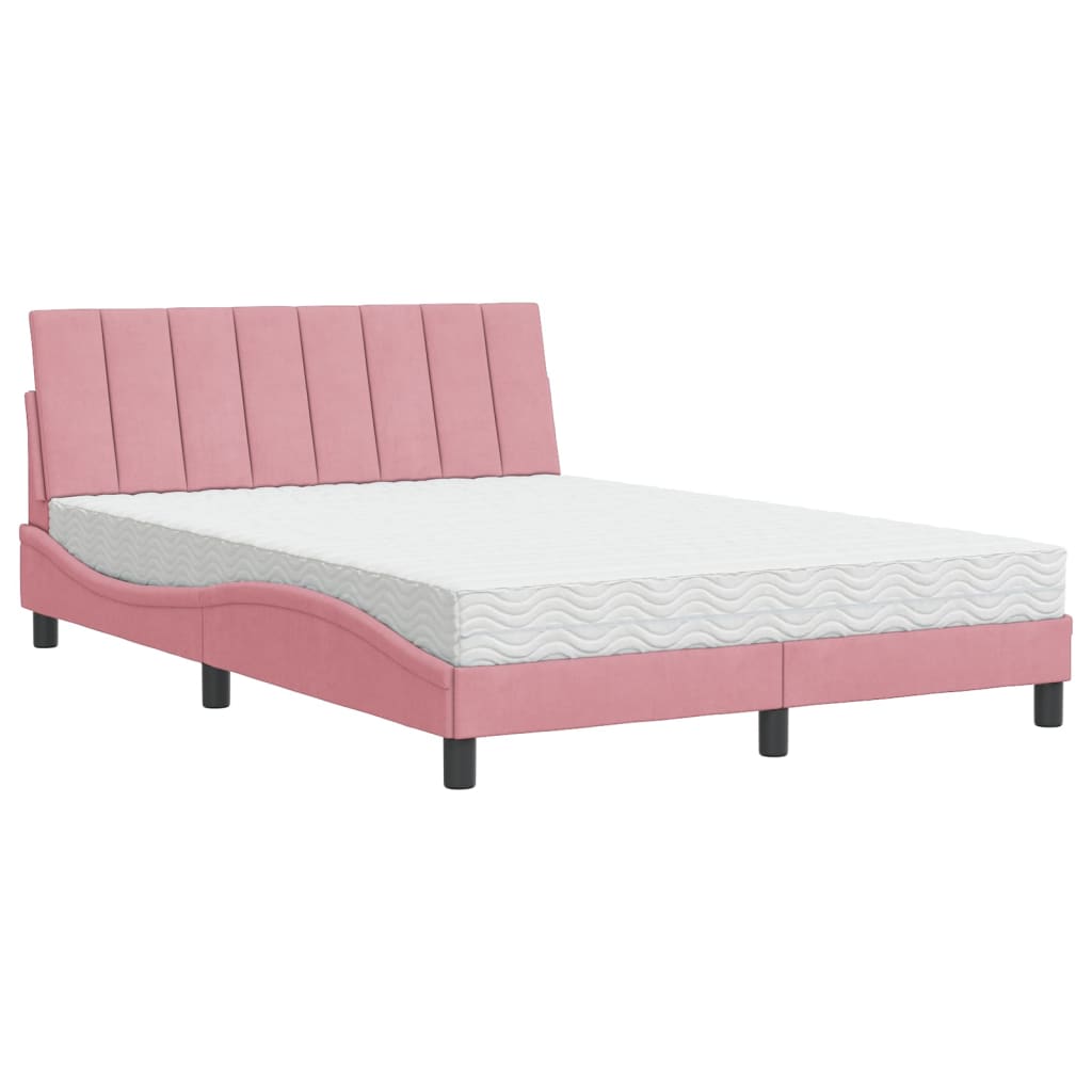 seng med madras Hanko 120x200 cm velour lyserød