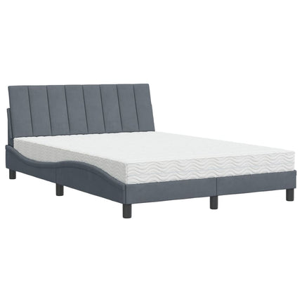 seng med madras Hanko 140x190 cm velour mørkegrå