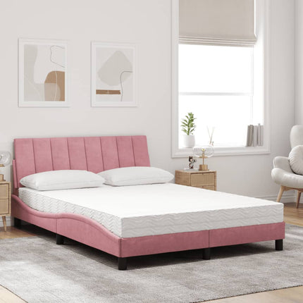 seng med madras Hanko 140x200 cm velour lyserød