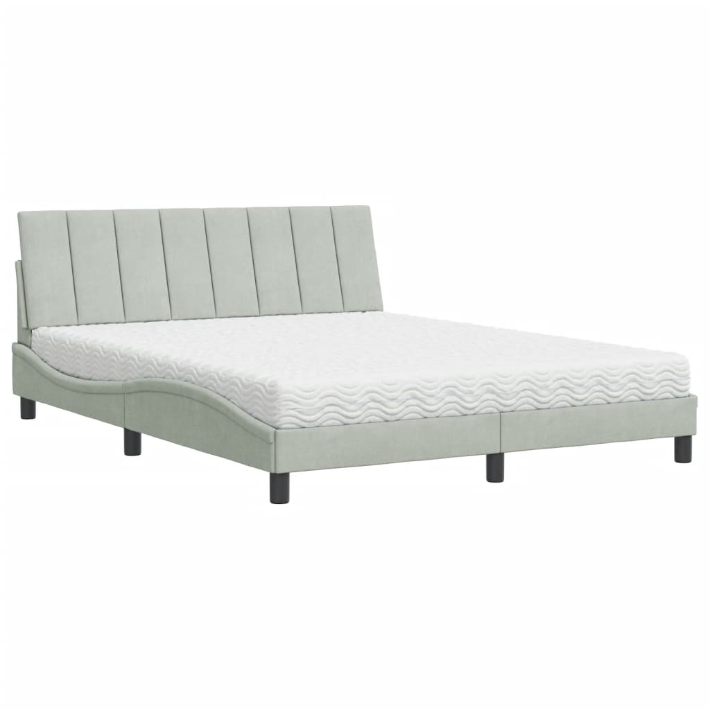 seng med madras Hanko 160x200 cm velour lysegrå