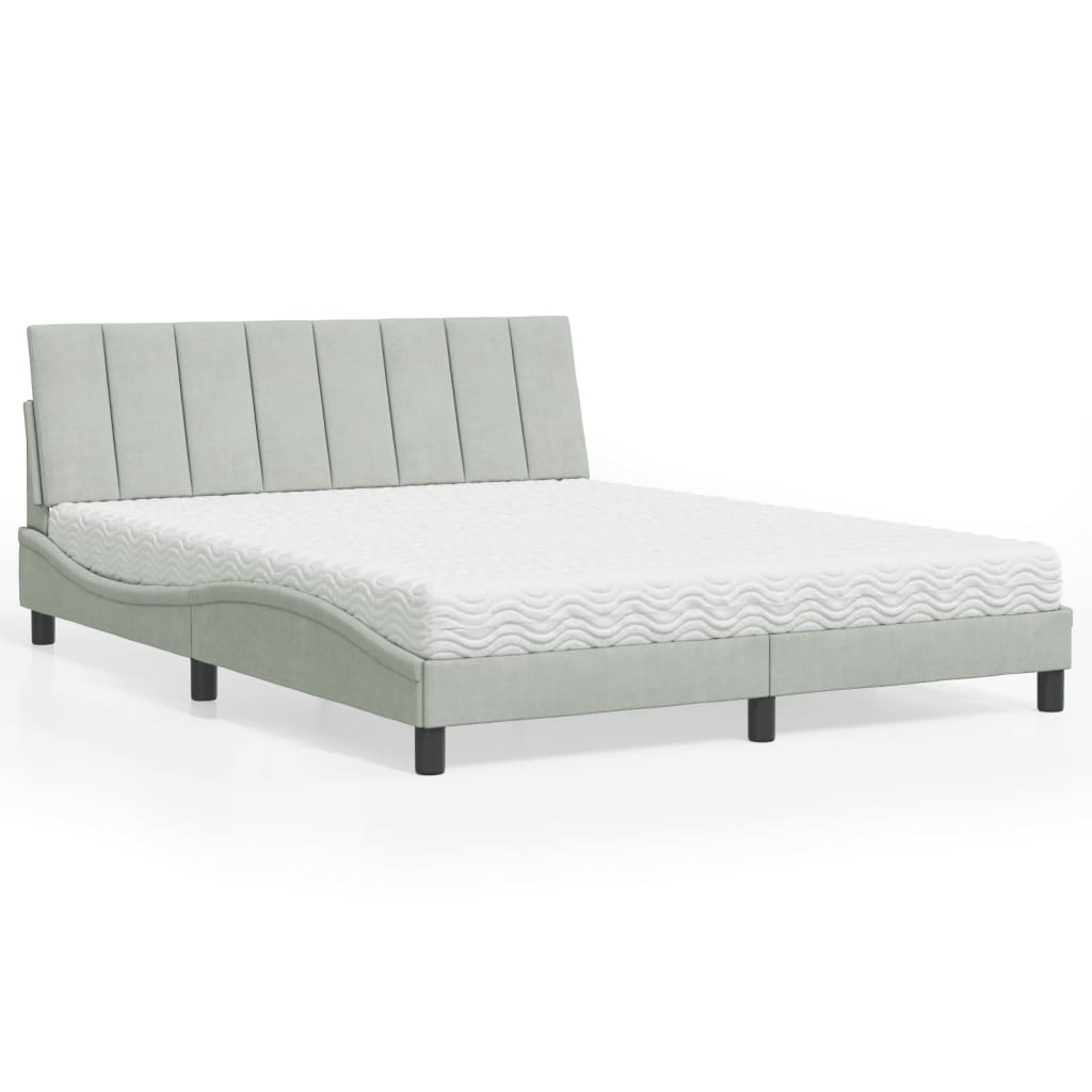 seng med madras Hanko 160x200 cm velour lysegrå